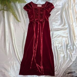 Girl's Kids Red Velvet Dress